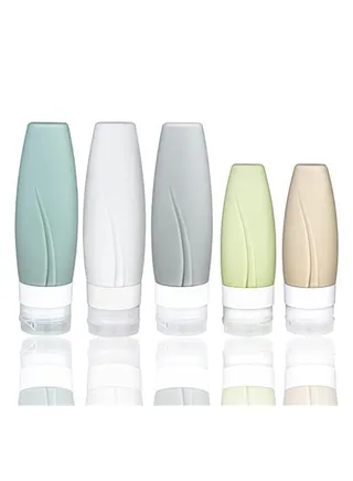 Travel Bottles Set, TSA Approved Silicone-Squeezable Travel Containers for Toiletries, Leak-Proof Refillable Travel Accessories for Shampoo Conditioner Lotion Body Wash (2oz+3oz, Set of 5) 
