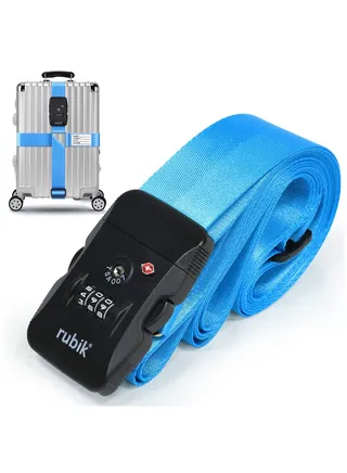 Luggage Strap with TSA Approved 3 Digit Lock 160 Inch Premium Adjustable Travel Packing Belt for Bag Baggage Suitcase Safety (1 Pack Light Blue) 