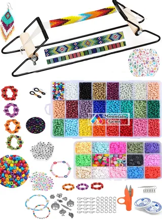 Frame Bead Loom Kit for Beaded Bracelets Earrings Belts Making Includes Seed Beads 