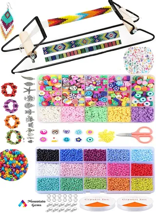 Frame Bead Loom Kit for Beaded Bracelets Earrings Belts Making Includes Seed Beads 