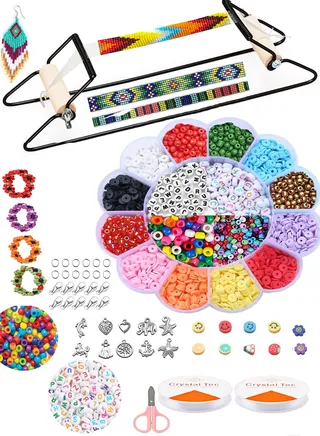 Frame Bead Loom Kit for Beaded Bracelets Earrings Belts Making Includes Seed Beads 