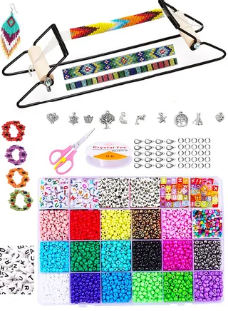 Frame Bead Loom Kit for Beaded Bracelets Earrings Belts Making Includes Seed Beads 