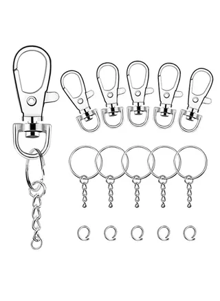100 Pcs Swivel Snap Hook and Key Rings with Chain and Jump Rings for Keychain Lanyard DIY Jewelry Crafts Accessories (50 Pcs Lanyard Snap Hooks + 50 Pcs Keychain Rings with Jump Rings) 
