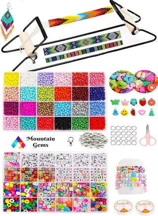 Frame Bead Loom Kit for Beaded Bracelets Earrings Belts Making Includes Seed Beads 