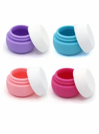 Travel Containers for Toiletries, Silicone Cream Jars, TSA Approved Travel Size Containers Leak-proof Travel Accessories with Lid for Cosmetic Makeup Face Body Hand Cream (4 Pieces) 