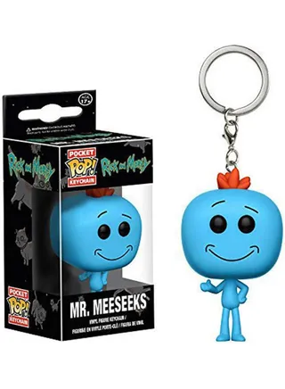 Pop! Mr. Meeseeks Figure Toy Keychain Blue/Orange 