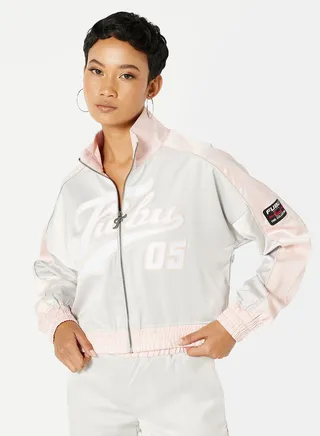 Varsity Satin Track Jacket 