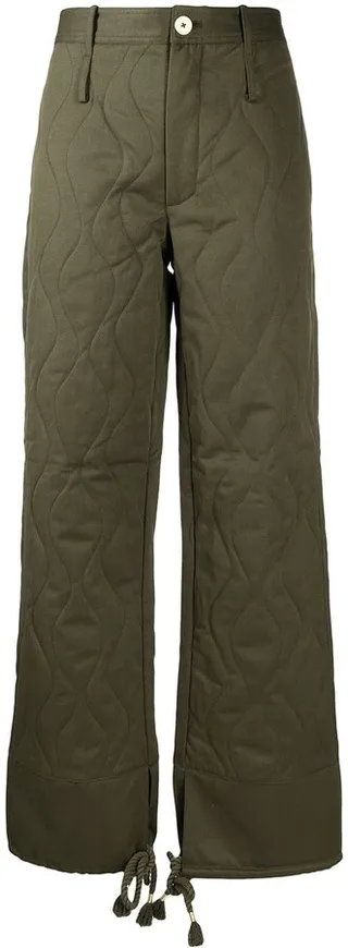 Quilted Drawstring-Detail Straight Trousers