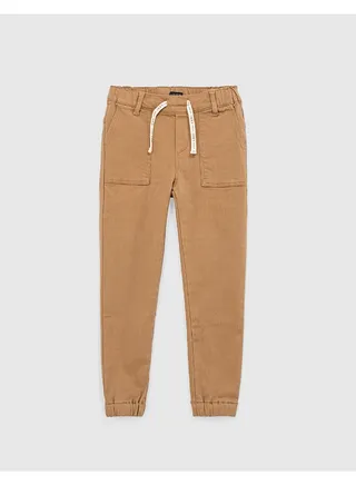 Drawstring Detail Trousers Light Brown 