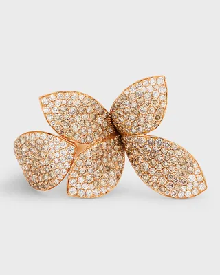 Secret Garden 18k Rose Gold Two-Tone Diamond Ring Size 5.5