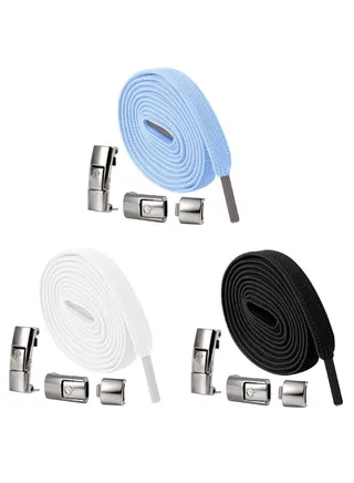 3 Pairs of Sports Shoelaces Press Lock Shoelaces No Tie Shoe Laces Elastic Laces 