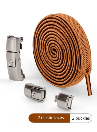 No Tie Shoe Laces Press Lock Shoelaces Without Ties Elastic Laces Brown 