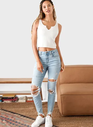 High Waist Ripped Jeggings 