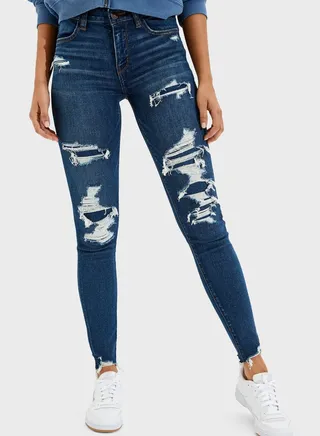 Distressed High Waist Jeggings 
