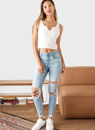 High Waist Ripped Jeggings 