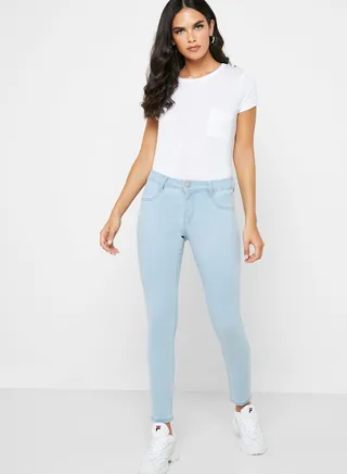 Mid Rise Bleached Jeggings 