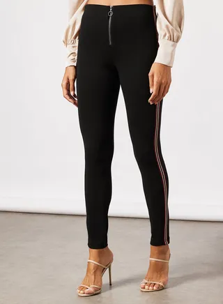 Side Stripe Jeggings Black 