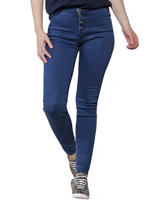 Classic Style Mid Rise Jeggings Blue 