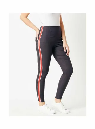 Hustle Hard High Waist Twill Jeggings Dark Grey 