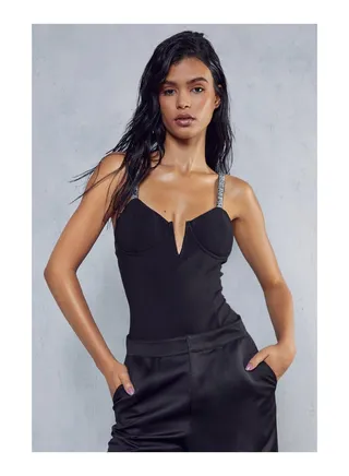 (Me) Misspap Diamante Strap Bodysuit 