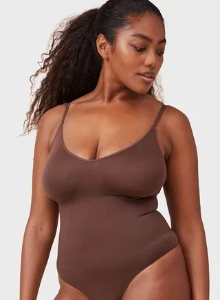 Plunge Neck Knitted Bodysuit 