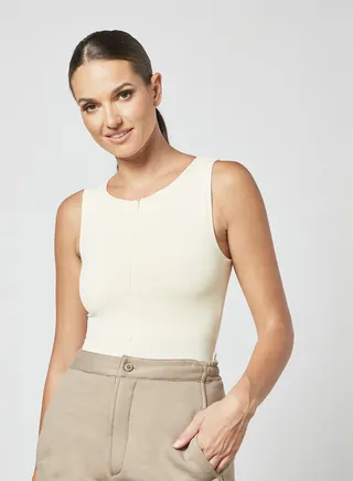 Keyhole Back Bodysuit Nude 