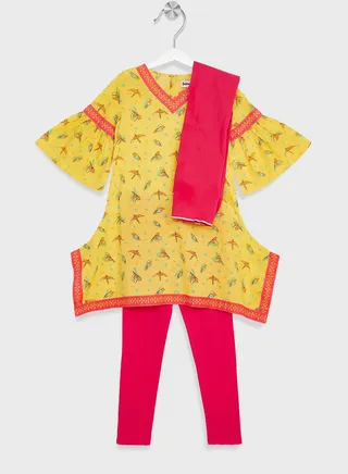 Kids Printed Churidar Set 