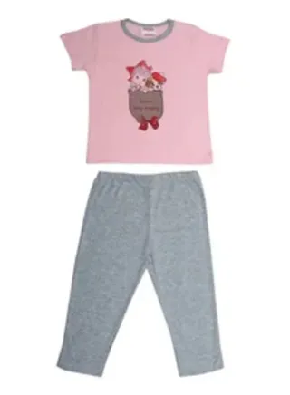 Love My Puppy Printed Girl Sleepwear Set 