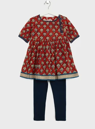 Kids Printed Churidar Set 