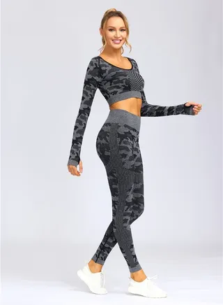 Autumn And Winter New Sports Suit Fitness Trousers Seamless Long-sleeved Yoga Suit Women 