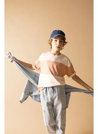Boy Oversize Fit Crew Neck Knitted Short Sleeve T-Shirt 