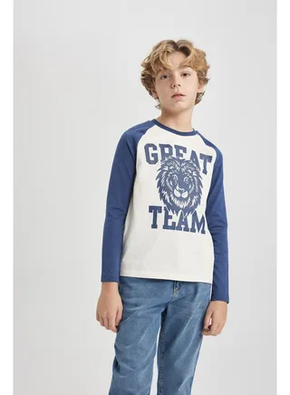 Boy Regular Fit Crew Neck Knitted Long Sleeve T-Shirt 