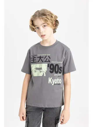 Boy Regular Fit Crew Neck Knitted Short Sleeve T-Shirt 
