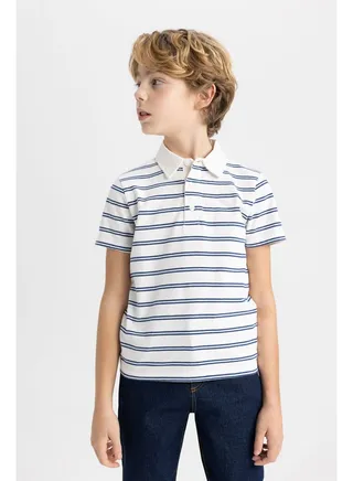 Boy Regular Fit Polo Neck Knitted Short Sleeve Polo T-Shirt 