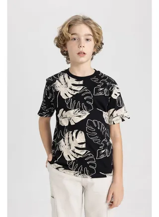 Boy Regular Fit Crew Neck Knitted Short Sleeve T-Shirt 