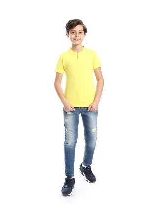 Henely Neck Basic Tshirt Casual Look For Boy _ Yellow 