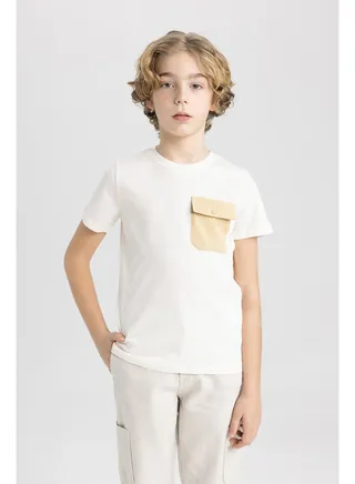 Boy Regular Fit Crew Neck Knitted Short Sleeve T-Shirt 
