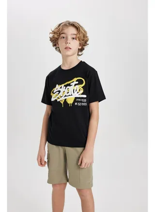 Boy Regular Fit Crew Neck Knitted Short Sleeve T-Shirt 