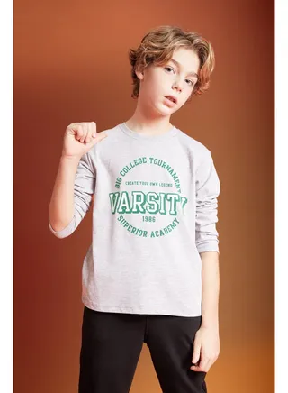 Boy Regular Fit Crew Neck Knitted Long Sleeve T-Shirt 