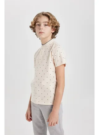 Boy Regular Fit Gadart Neck Knitted Short Sleeve Polo T-Shirt 