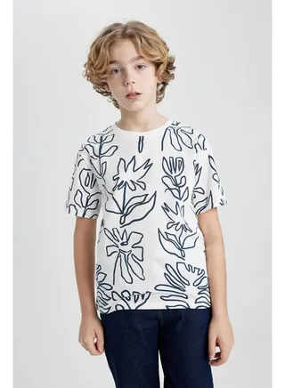 Boy Regular Fit Crew Neck Knitted Short Sleeve T-Shirt 