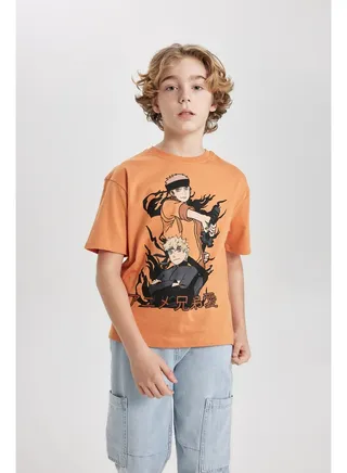 Boy Oversize Fit Crew Neck Knitted Short Sleeve T-Shirt 