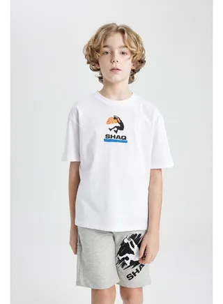 Boy Oversize Fit Crew Neck Knitted Short Sleeve T-Shirt 