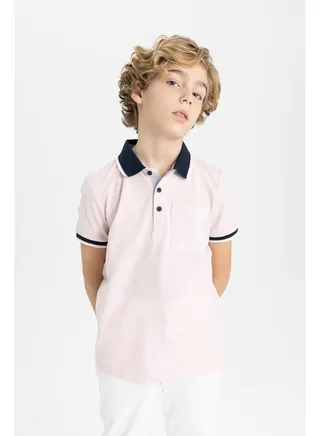 Boy Regular Fit Polo Neck Knitted Short Sleeve Polo T-Shirt 