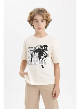 Boy Oversize Fit Crew Neck Knitted Short Sleeve T-Shirt 