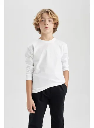 Boy Regular Fit Crew Neck Knitted Long Sleeve T-Shirt 
