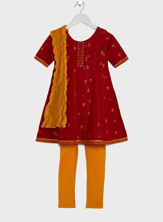Little Long Kurta Pyjama With Dupatta 