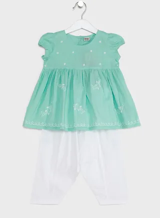 Kids Embroidered Dress & Salwar Set 