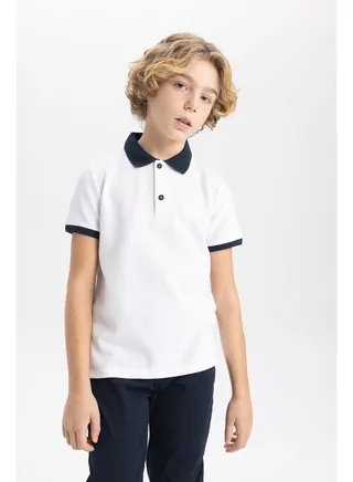 Boy Regular Fit Polo Neck Knitted Short Sleeve Polo T-Shirt 