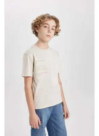 Boy Regular Fit Crew Neck Knitted Short Sleeve T-Shirt 